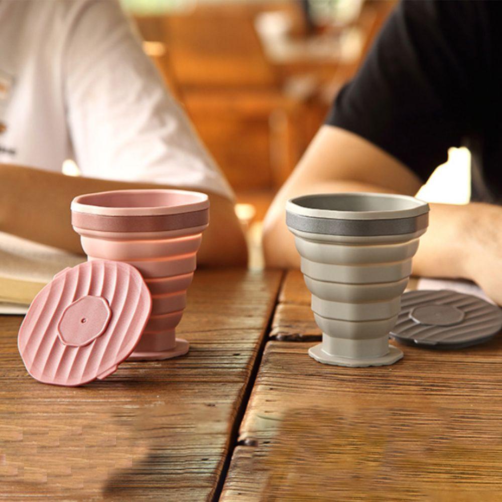 Solighter 220ml Collapsible Silicone Cup Perlengkapan Perjalanan Rumah Tangga Olahraga &amp; Luar Ruangan Mug Minum Lipat
