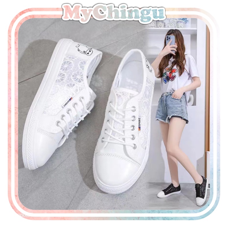 ❀ Chingu ❀  SEP005 (Tanpa Kotak) Sepatu Sneakers Wanita Motif Baymax Lace Kasual Model Korea Fashion Casual Sport Import