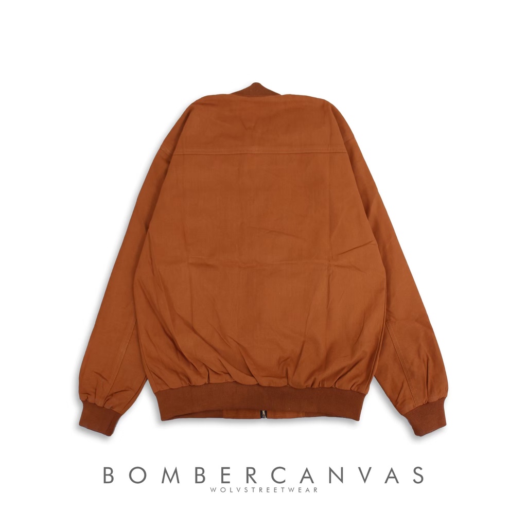 JAKET BOMBER SOFT ORANGE CANVAS PREMIUM | JACKET PRIA BOMBER POLOS CANVAS TOP PRODUCK