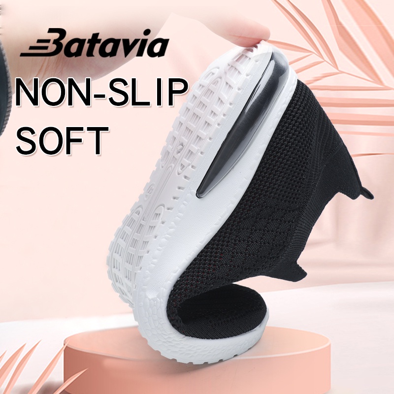 Batavia GROSIR sepatu kanvas wanita rajut sepatu wanita  sepatu tanpa tali hitam Sepatu Wanita Sport Women Sneakers Q4