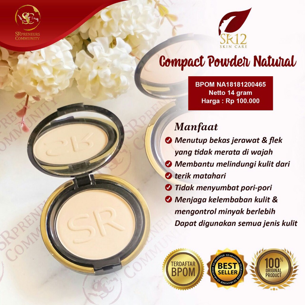 DAILY COVER NATURAL BEDAK PADAT COMPACT POWDER SR12 SKINCARE BEDAK SKINCARE PENCERAH KULIT KUSAM