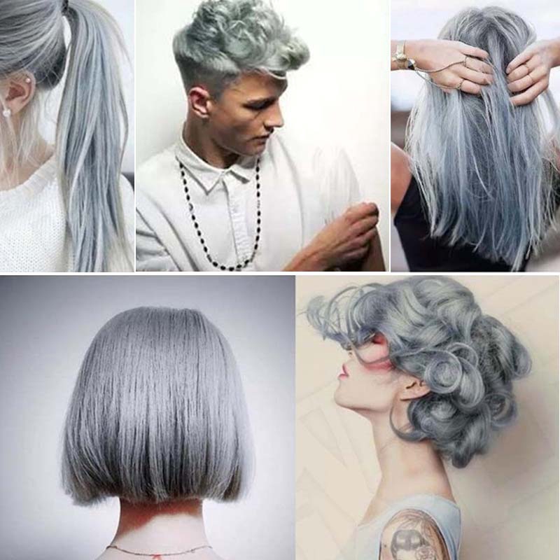 Krim Pewarna Rambut Warna Abu Abu Silver Untuk Pria Wanita