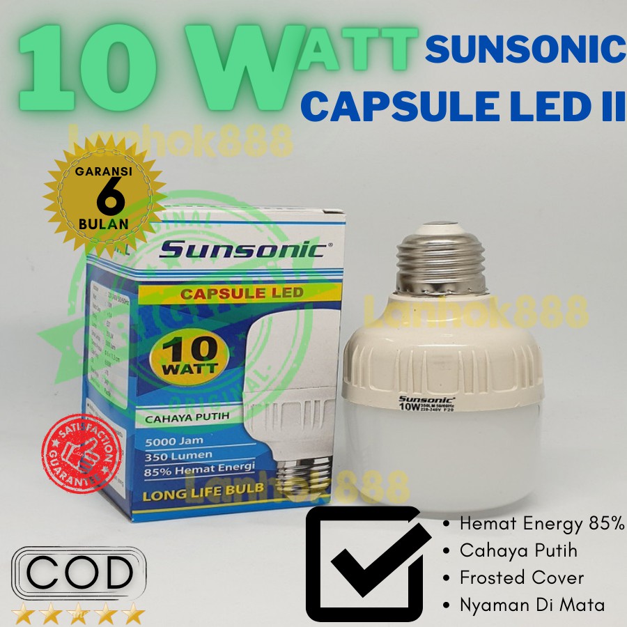 SUNSONIC 10Watt Lampu LED/Lampu LED Kapsul/Bohlam/Lampu LED Murah/ Bohlam LED/Bohlam Kapsul/Lampu