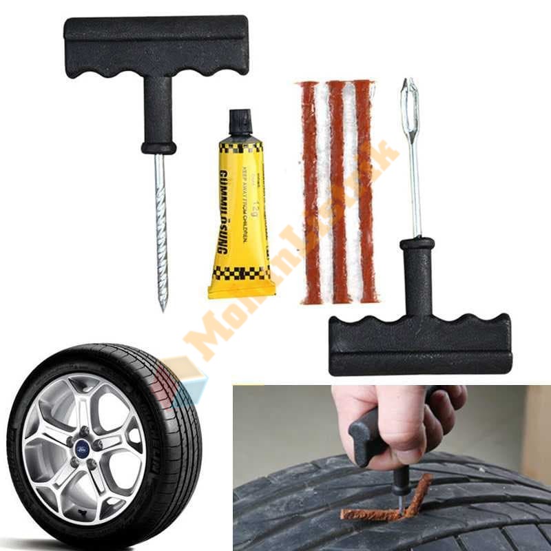 Tyre Repair Kit Set /Alat Tambal Ban Mobil Motor Tubeless Bocor Kempes