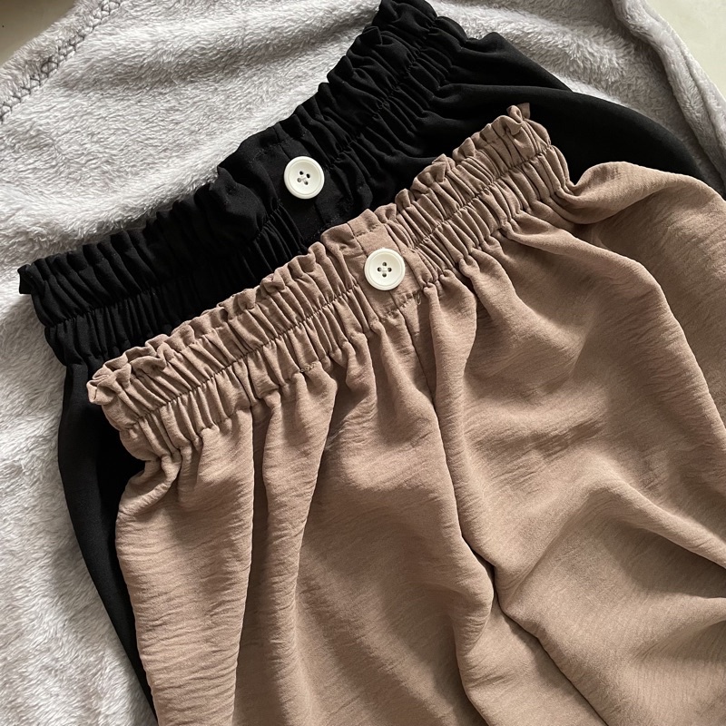 BEFAST - ZSO OOTD Celana Kulot AILE / Button CREPE Pants / DOBBY PANTS / Celana Kulot Casual / Celana Panjang Wanita / Fashion Wanita Kerja / Kulot Banyak Warna / Celana Panjang Kulot Pinggang Karet / Terlaris