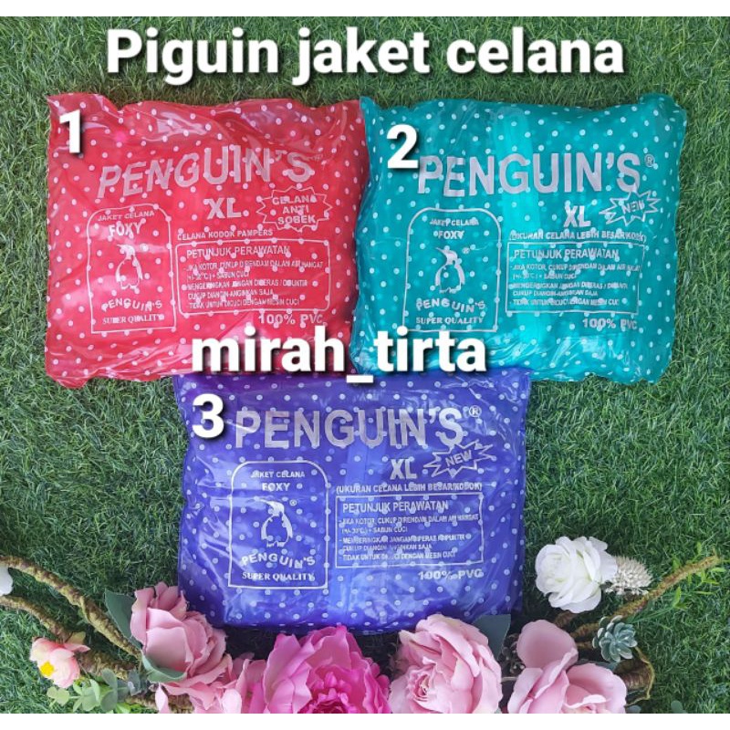 Jas hujan pinguin polkadot. jas hujan karet. jas hujan jaket celana jc foxy