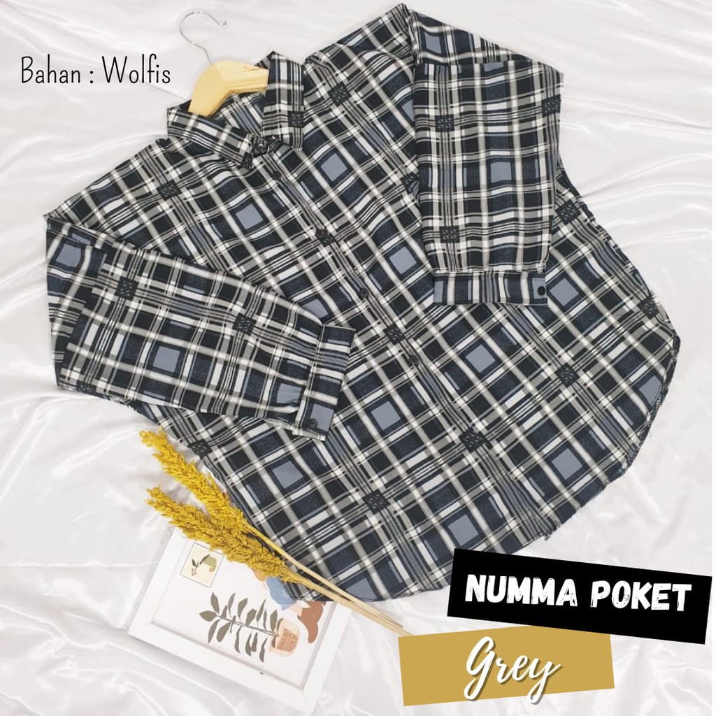 KEMEJA WANITA CASUAL POLOS BASIC AUDREY BASIC SHIRT KEMEJA LENGAN BALON POLOS, KEMEJA TANGAN BALON-KIMBERLY GREY