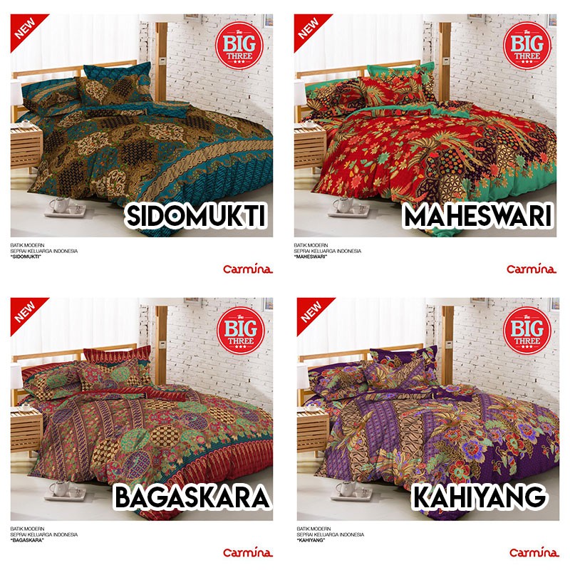 CARMINA Sprei Batik 180x200 / 160x200  Tinggi 20 Cm - Anjana Handayani Asmaradana Antasena Paramita Isvara Kayana Wisanggeni Drupadi Dadali Majasta Seroja Kusumasari Kamandaka King Size 180 160 SP TBT