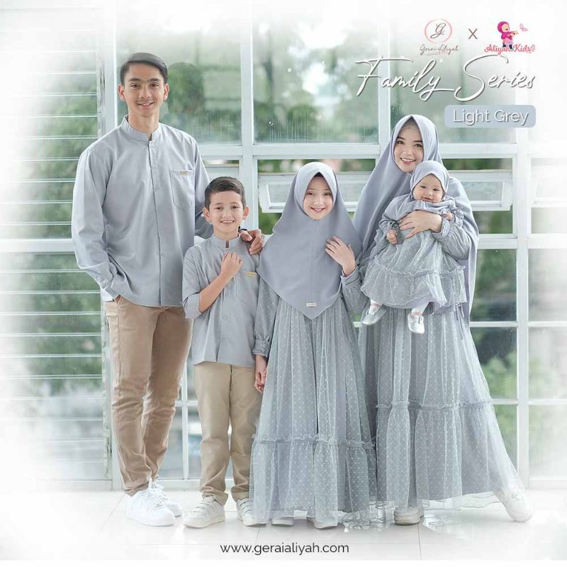 READY Famset Amayra Grey by gerai.aliyah - sarimbit keluarga dress ibu dan bayi @denaf.outfit