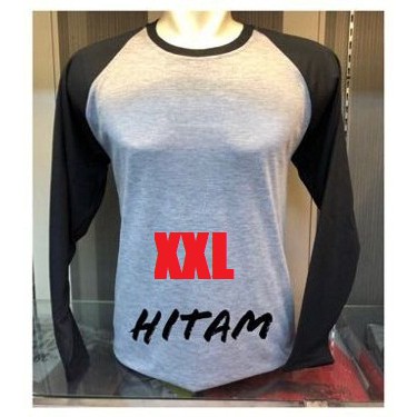 Kaos Raglan Polos Size XXL Lengan Panjang - Abu Hitam