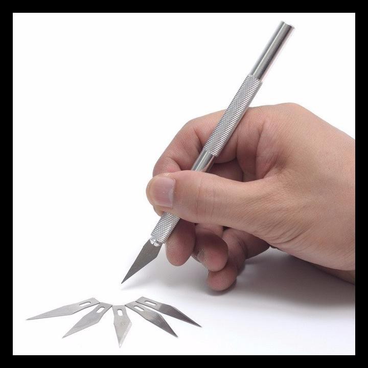 

Terbaru KNIFEZER Pisau Ukir Seni Hobby Crafting Art Knife Metal Handle with 4 PCS Blade - WL-9309 -