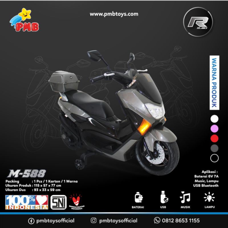 MOTOR AKI PMB  588 MAINAN MOTOR ANAK~MOTOR AKI ANAK~MAINAN ANAK (GOSENT,INDAH CARGO,JNE TRACKING)