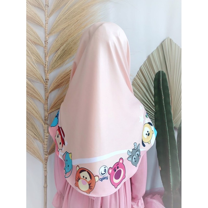 hijab instant anak TSUM-TSUM, hijab karakter , bergo anak , hijab instant printing