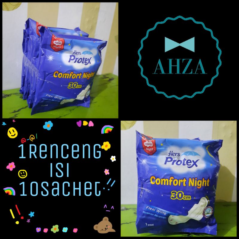 AHZA HERS PROTEX RENCENG COMFORT NIGHT 30CM FLEXI WINGS ISI 10PCS