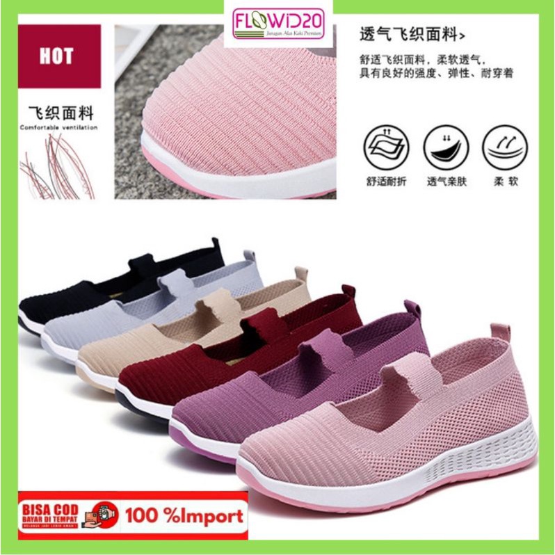 flat shoes rajut import sepatu rajut wanita import 103