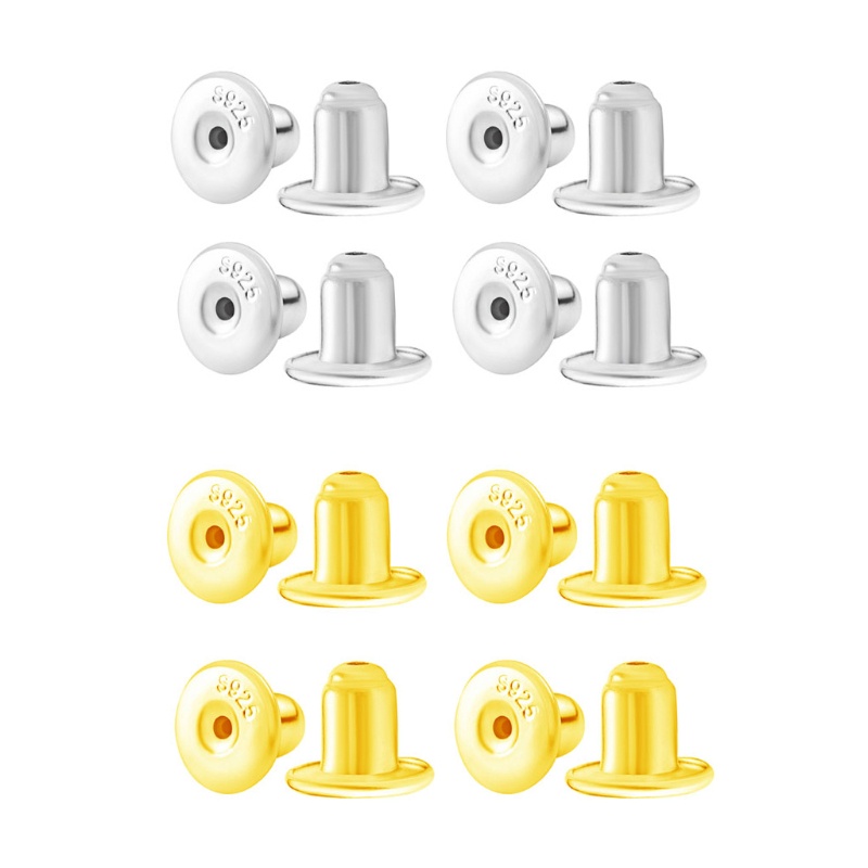 SIY  Safely Locking Earring Stoppers 8x/4 Pairs Portable Anti-oxidation S925 Earring Backs Gold DIY Jewelry Accessories