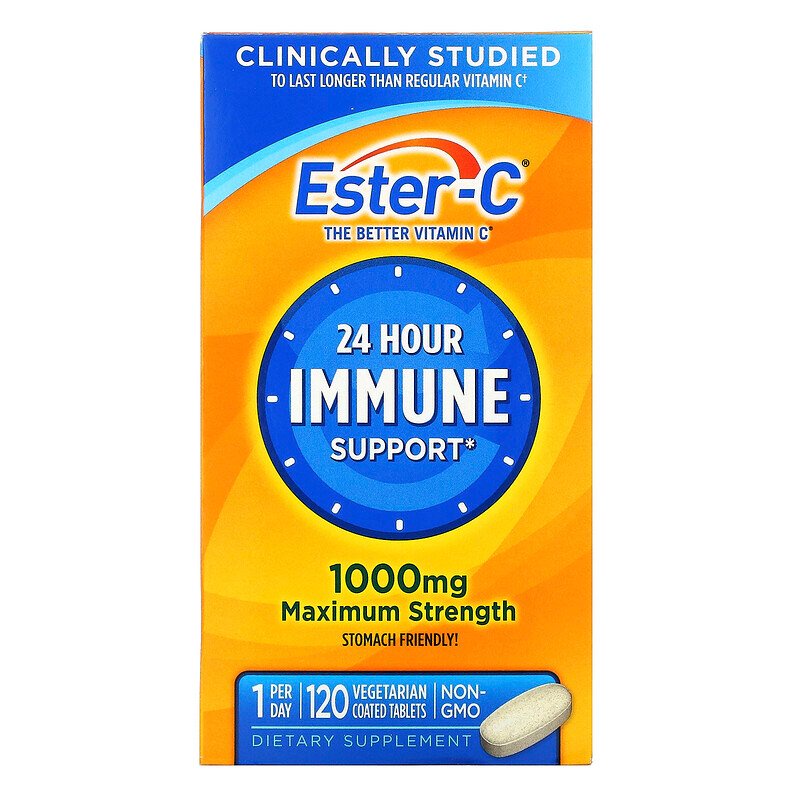 Ester C 1000 mg 24 Hour Immune Support, 120 Coated Tabs  IMMUNE SUPPORT MAXIMUM STRENGHT