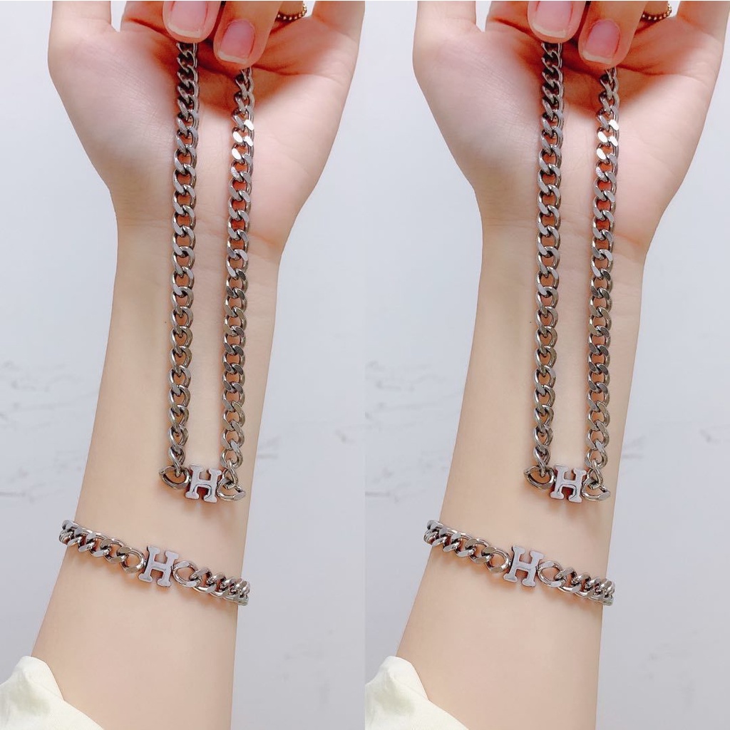 Set Titanium Gelang/Kalung Perhiasan Fashion 2547/7813