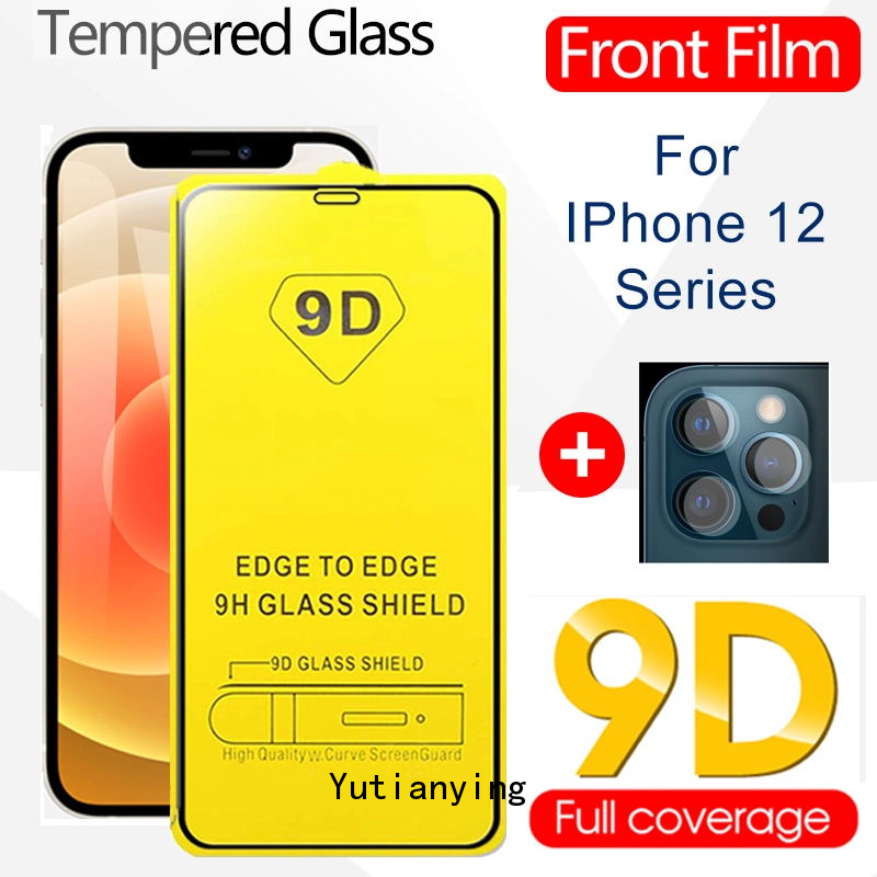 Pelindung Layar Tempered Glass 2 In 1 Untuk Iphone 12 11 7 8 6 6s Plus X Xr Xs Max Se 2020 12 11 Pro Max 12