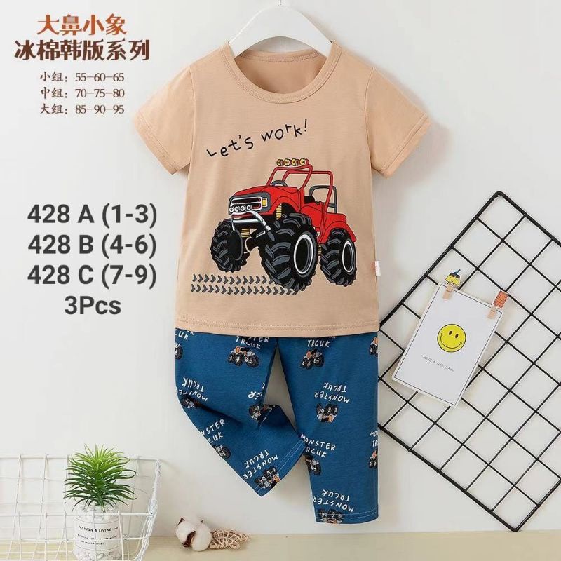 BAJU TIDUR ANAK COWOK IMPORT/PIYAMA ANAK LAKI LAKI COWOK IMPORT LUCU MOTIF MOBIL -Addienkids
