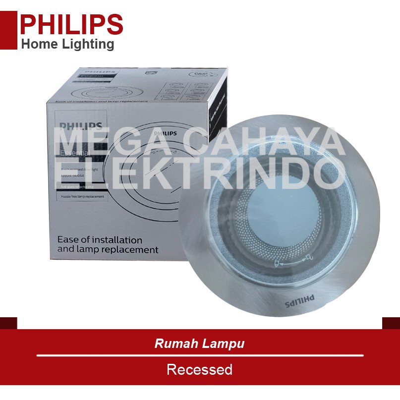 PHILIPS DOWNLIGHT 13804 Glass Recessed White / Nickel Rumah Lampu 4" dengan Kaca