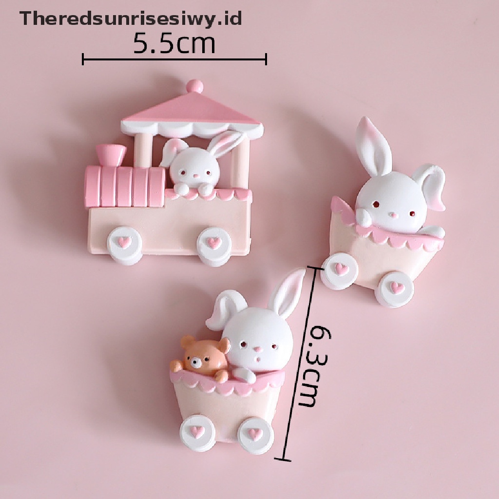 # Alat Rumah Tangga # 3pcs Ornamen Kue Bentuk Kartun Kelinci Kereta Bahan Resin Untuk Dekorasi Pesta Paskah