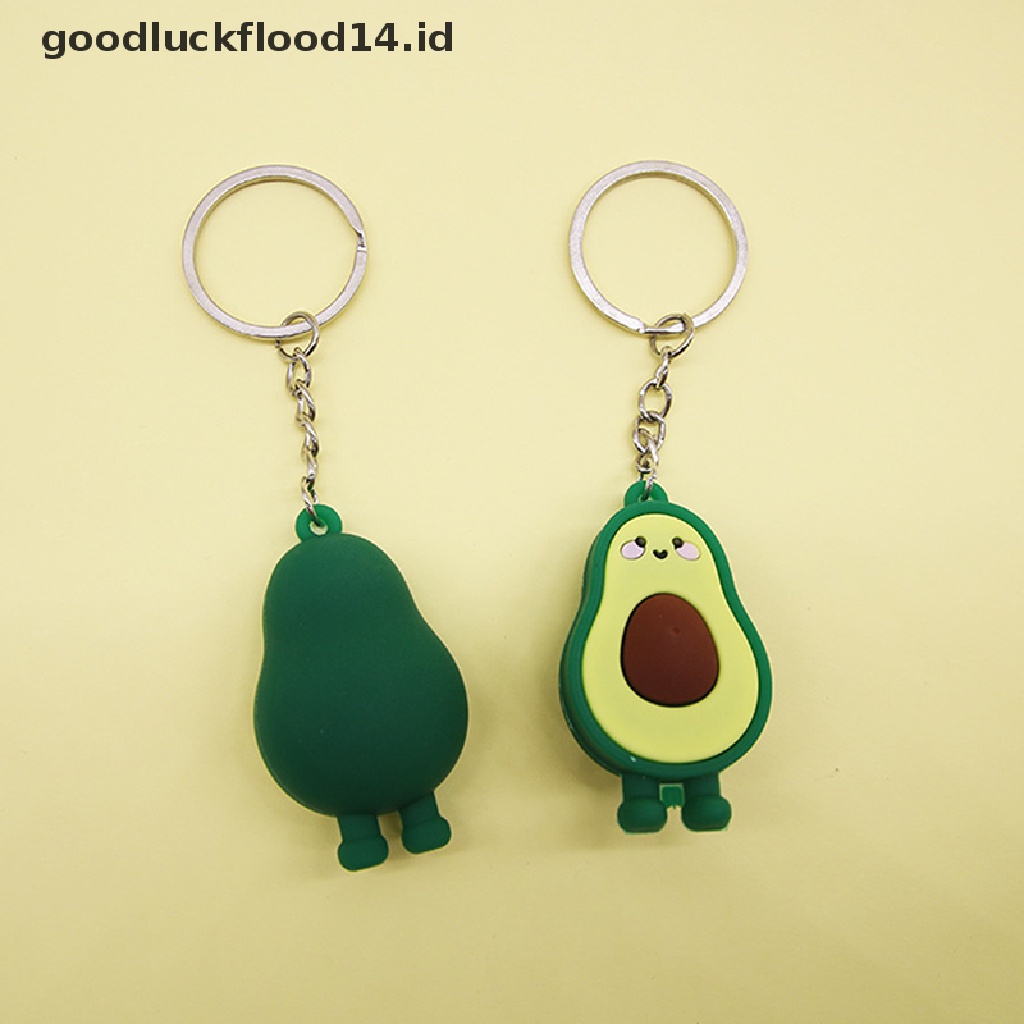 [OOID] Fashion Simulation Fruit Avocado Smile Keychain 3D Resin Key Chains Jewelry Gift ID