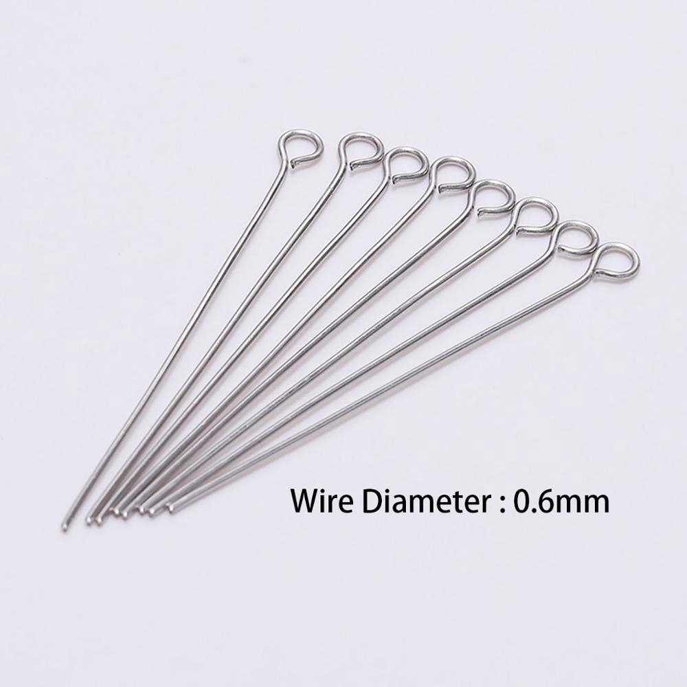 100pcs Pin Eye 15 16 18 20 22 25 30 35 40 45 50 60 70mm Bahan Stainless Steel Untuk Membuat Perhiasan