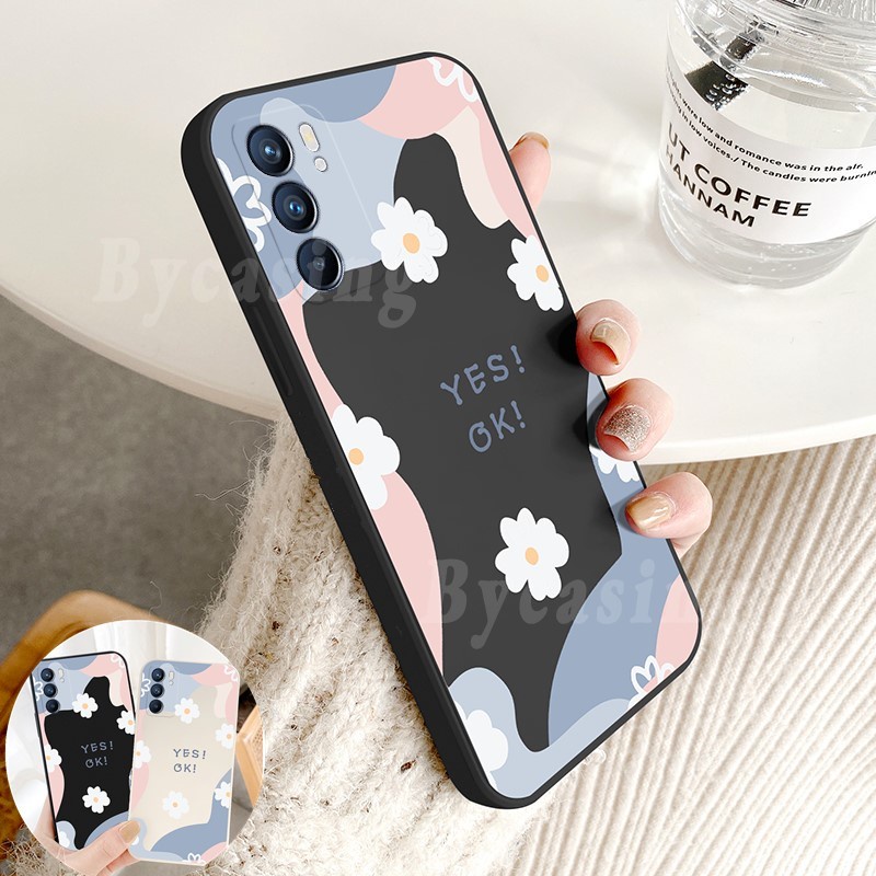 Soft Silicone Daisy Flower Case for OPPO A57 2022 A16 A15S A15 A5S A3S A5S A12 A1K F9 Reno 6 5G Reno 6Z Realme8 5G C25 C25S C11 C12 5 5i 6i Narzo20 Narzo 30A Keep Smiling YES OK Chrysanthemum Pattern TPU Phone Cover BY