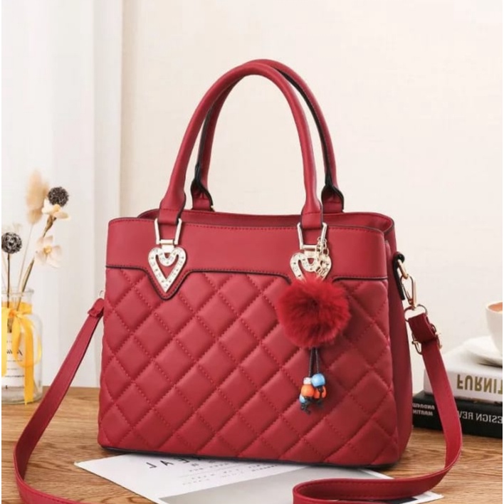 PTM - Slingbag Wanita Import Korean Style Free Gantungan Pompom