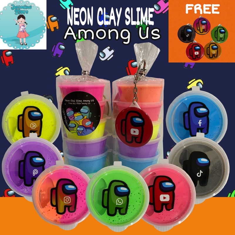 Clay Neon Slime Among Us Set isi 7 by Rossie Shop/Clay Slime/Slime Set/Slime Murah/Slime Original/Slime Tofu