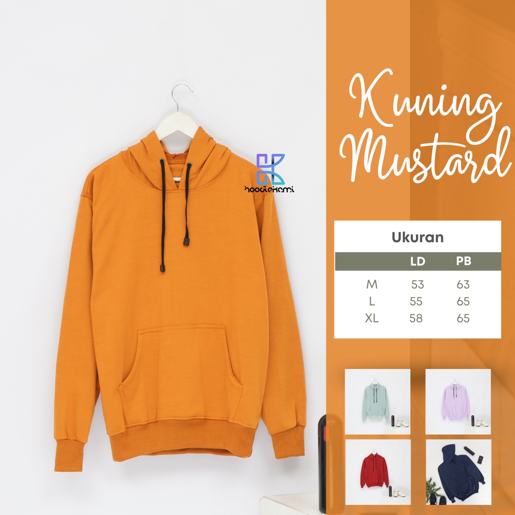 Promo Hoodie Polos Jumper Pria Wanita Bahan Fleece Warna Mustard