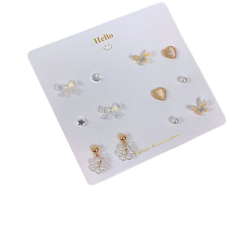 IFYOU 6pcs / set Anting Stud Desain Pita Gaya Korea Untuk Wanita