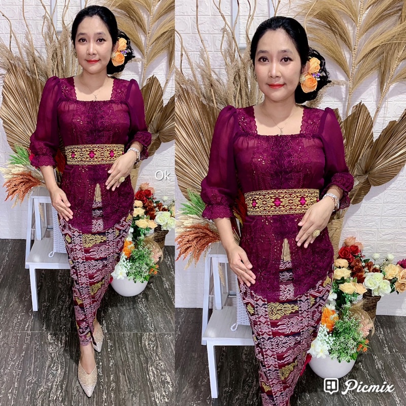 kebaya bordir motif bunga