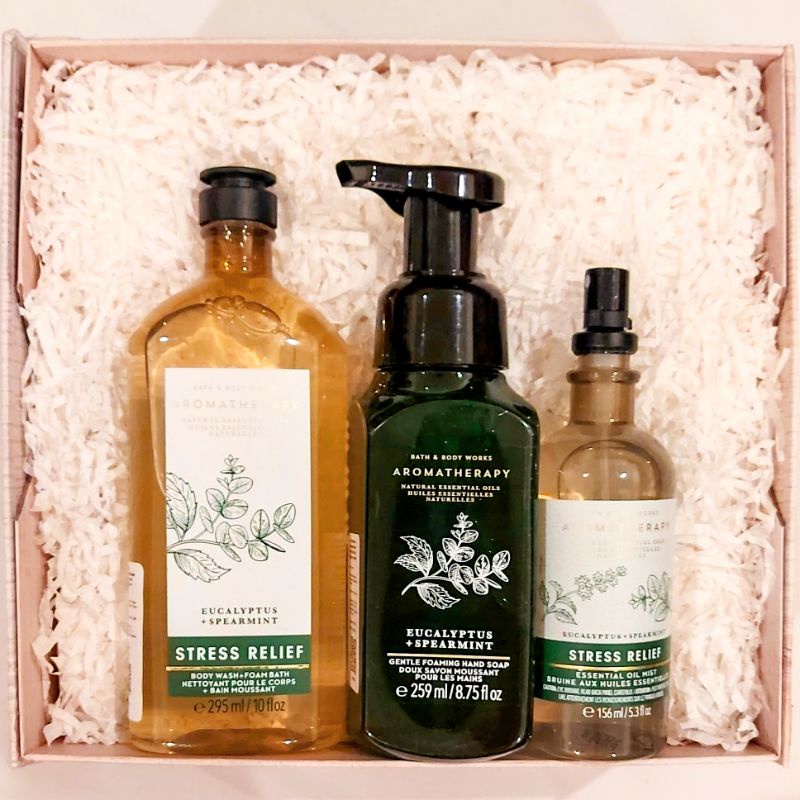 BBW AROMATHERAPHY STRESS RELIEF EUCALYPTUS + SPEARMINT GIFT SET PAKET BATH &amp; BODY WORKS