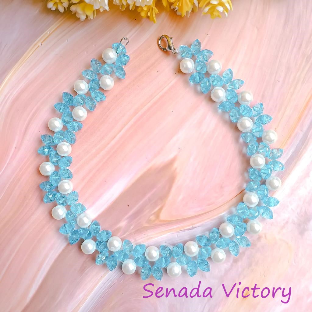 Senada Victory Kalung Choker Crystal Manohara Kalung Choker Kristal Pesta Mewah SK042