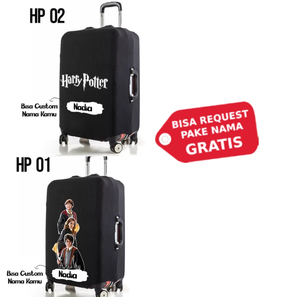 Luggage Cover Besar Custom Harry Potter Size S M L Elastic Stretch Sarung Pelindung Koper Anti Lecet