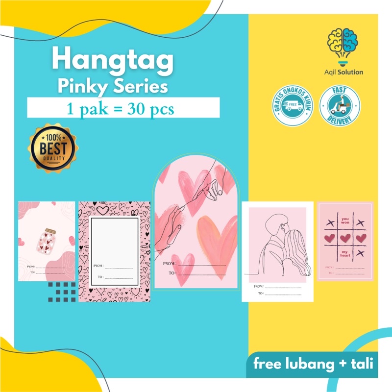 [30 pcs] Hangtag Pinky Perlengkapan Packaging Kemasan Pakaian Pink Series Hangtag Kasih Sayang By Aqilsolution