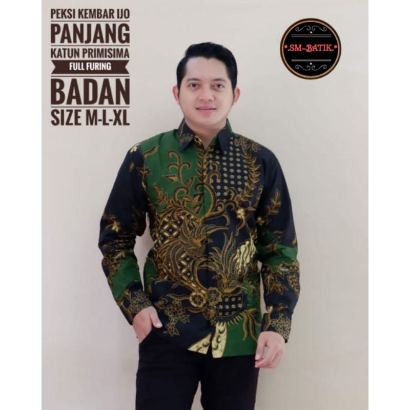 Kemeja Batik Pria Warna Hijau Terbaru Batik Warna Hijau Lengan Panjang KEMBAR HIJAU Batik Furing