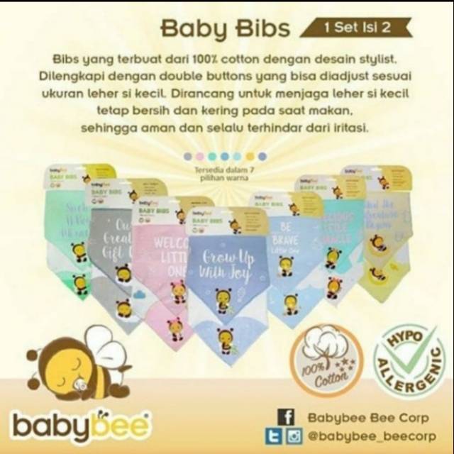 BABYBEE 2pcs Triangle Bibs Baby Bibs Slabber Baby Bee