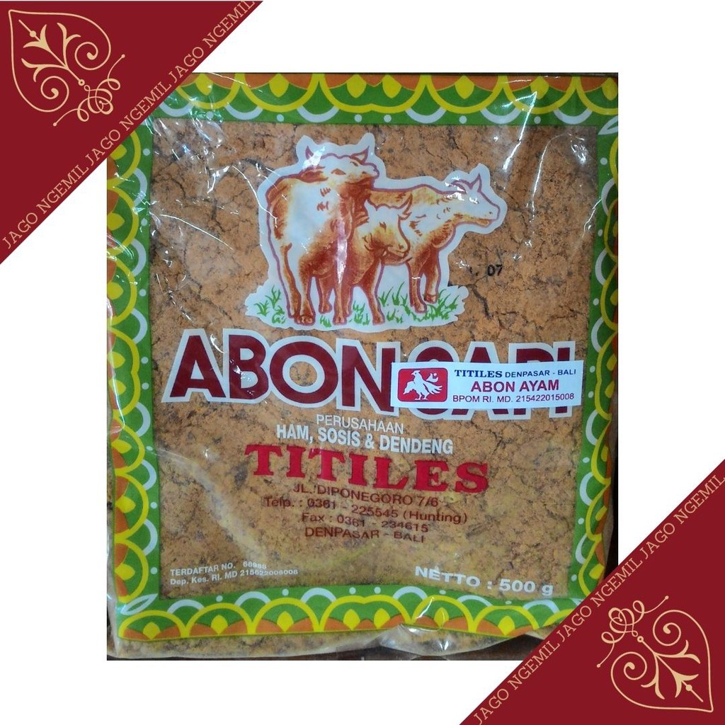 Abon TITILES 500gr - Ayam - Babi - Sapi &amp; Ikan- Abon Bali