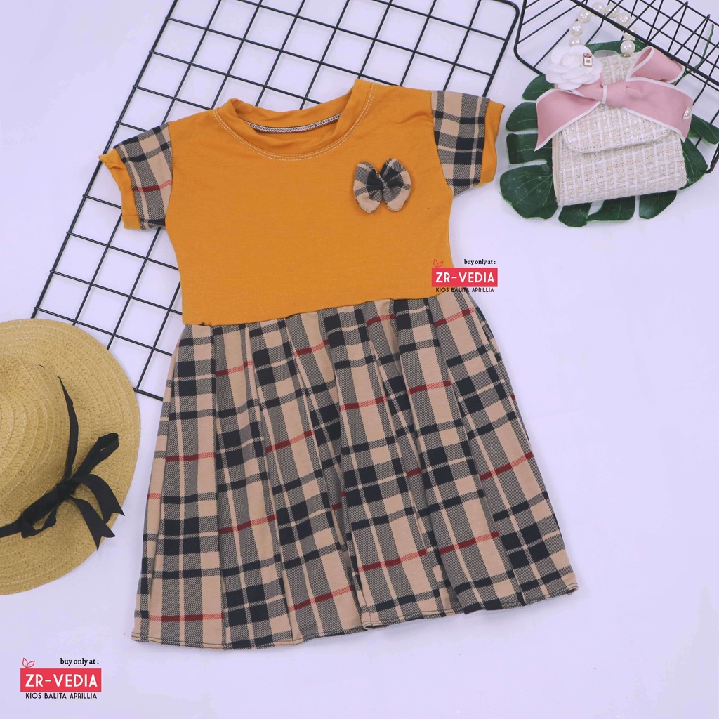 Dress Karin uk 3-4 th / Dress Pesta Balita Anak Perempuan Murah Baju Dres Lengan Adem Pita