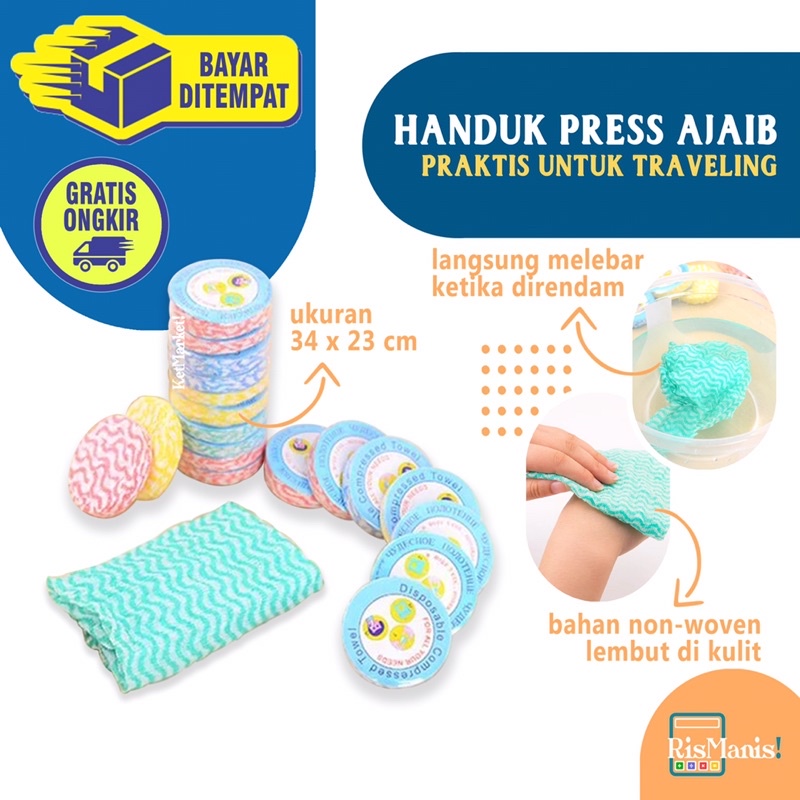 TRAVEL HAND TOWEL Handuk Mini Ajaib Magic Towel Serbet Kain Lap Tangan Serbaguna Efisien Disposable