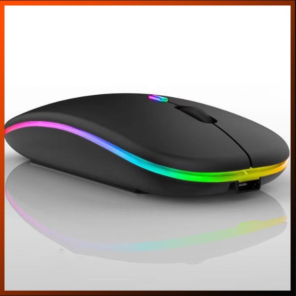 (COD) Silent Wireless Mouse Rechargeable 2.4G 1600 DPI RGB LED Backlit Isi Ulang Mouse Gaming Ergono