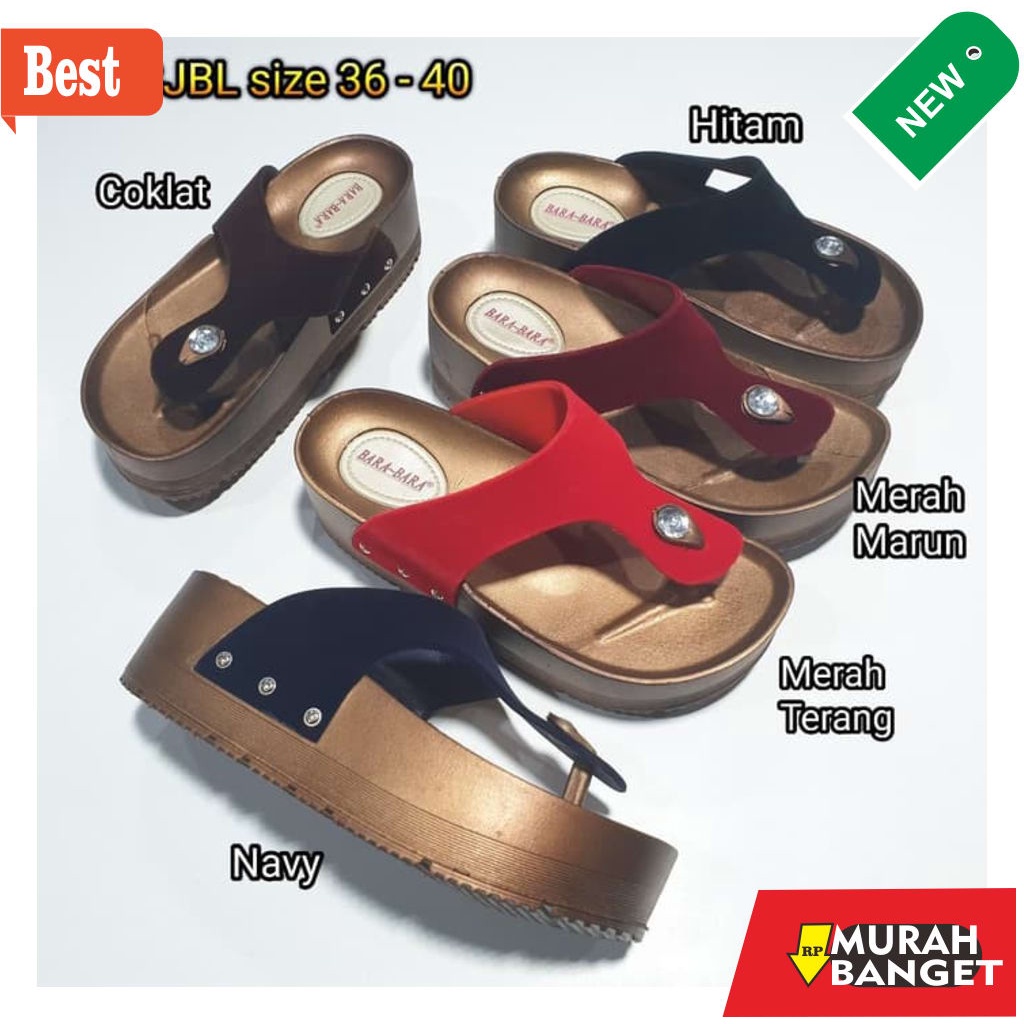 Wedges wanita terbaru- jelly sandal jepit wedges barabara sendal bludru wanita import bara bara 2973
