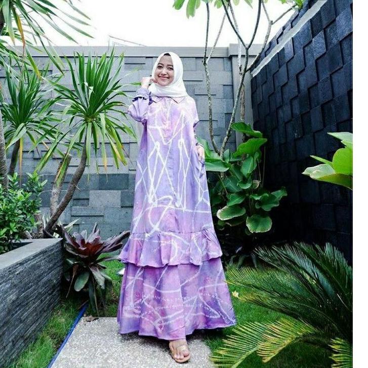 ➭ gamis jumputan tie dye / gamis jumputan terpopuler / gamis jumputan / Bakureh.id ✦