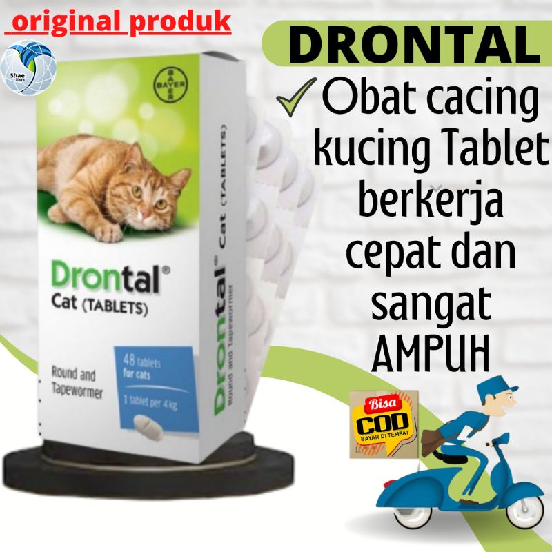 DRONTAL KUCING CAT PLUS 1 Tablet BB 4 Kg - Tablet Obat Cacing Kucing Bayer