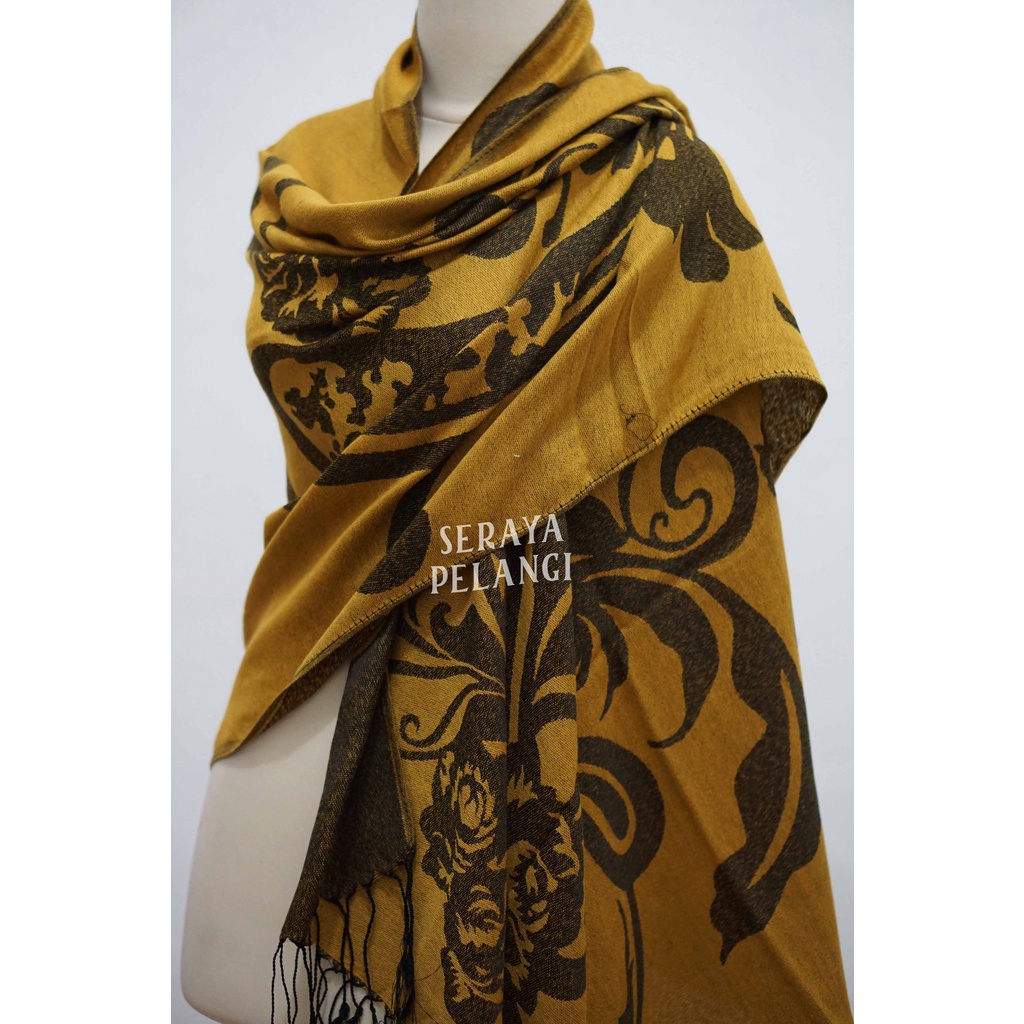 Pashmina Cashmere Motif Bunga 07 | Selendang | Scarf | Syal | Shawl | Pasmina | Souvenir | Hadiah