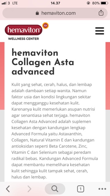 Hemaviton Collagen Asta Collagen Vitamin Perawatan Kulit Pemutih Wajah Indonesia