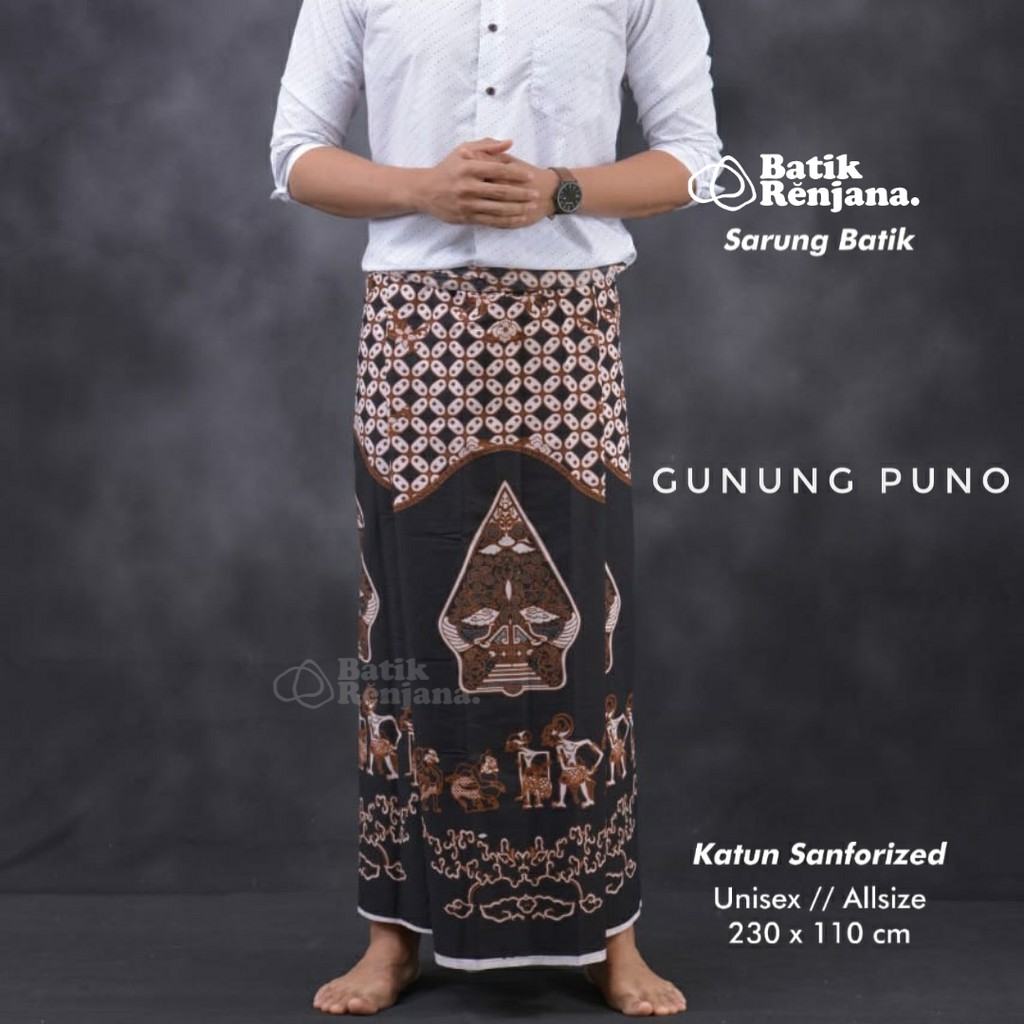 GUNUNG PUNO Sarung Batik Pria Cowok Dewasa Premium Motif Batik Lebaran Asli Solo ALL Size RENJANA